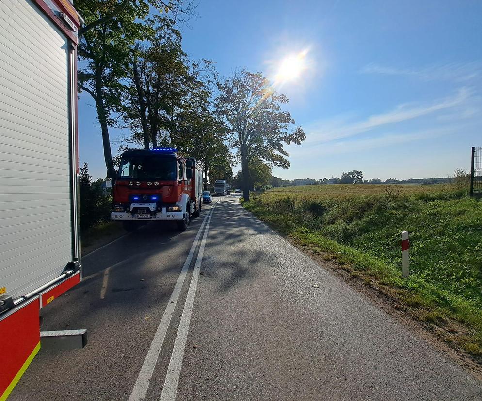 Wypadek w miejscowości Załęże. Straż pożarna na miejscu