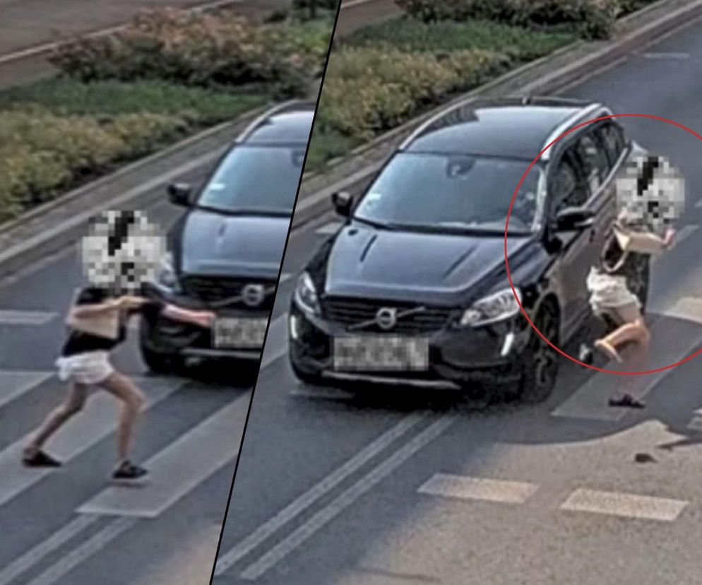 Weszła na przejście, patrząc w telefon, ale volvo nie zwolniło! Szokujące nagranie. Kierujący uciekł