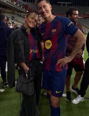 Anna Lewandowska na meczu Barcelony