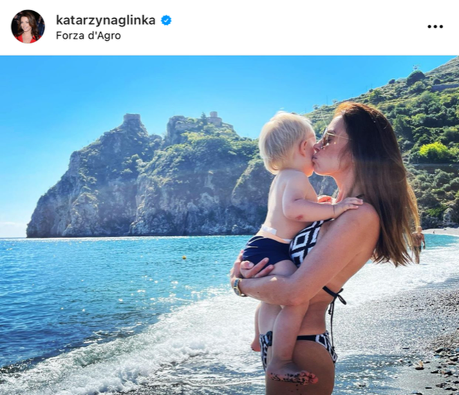 Katarzyna Glinka z synem we Włoszech