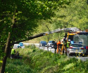 Tragiczny początek majówki na Mazowszu. Nie żyją dwie osoby. Jaguar uderzył w drzewo 