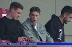 Marc-Andre ter Stegen, Fermin Lopez i Joan Garcia podzcas meczu FC Barcelona- PSG