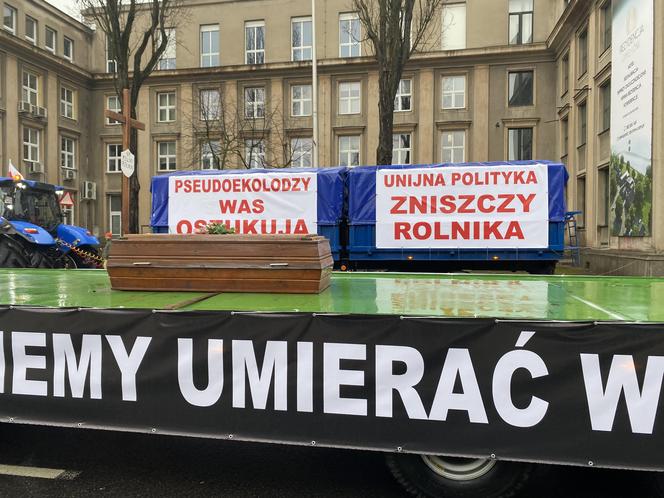 Strajk rolników w centrum Zielonej Góry. Przedsiębiorcy wyjechali na ulice 