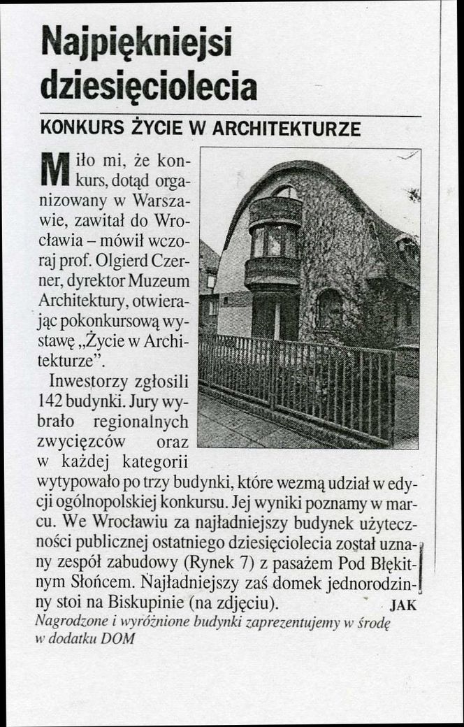 Najpiękniejsi dziesięciolecia, Gazeta Dolnośląska nr 279, 30.11.1999