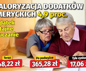 Waloryzacja dodatków emeryckich 4,9 proc