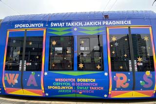 Świąteczny tramwaj w Warszawie