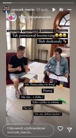 Marcin Mroczek (Piotrek w M jak miłość)  na próbie spektaklu Fabryki marzeń