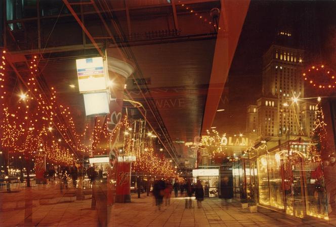 Dworzec Centralny, hotel Marriott i biurowiec Elektrimu, z serii Noworoczne iluminacje, 1993 -1996