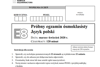 Próbny egzamin ósmoklasisty 2020 CKE online - ARKUSZE, ZADANIA, ODPOWIEDZI język polski