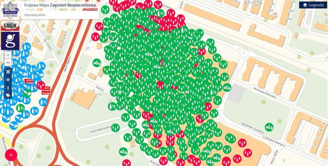 Policyjna mapa zagrożeń w okolicy centrum handlowego Posnania