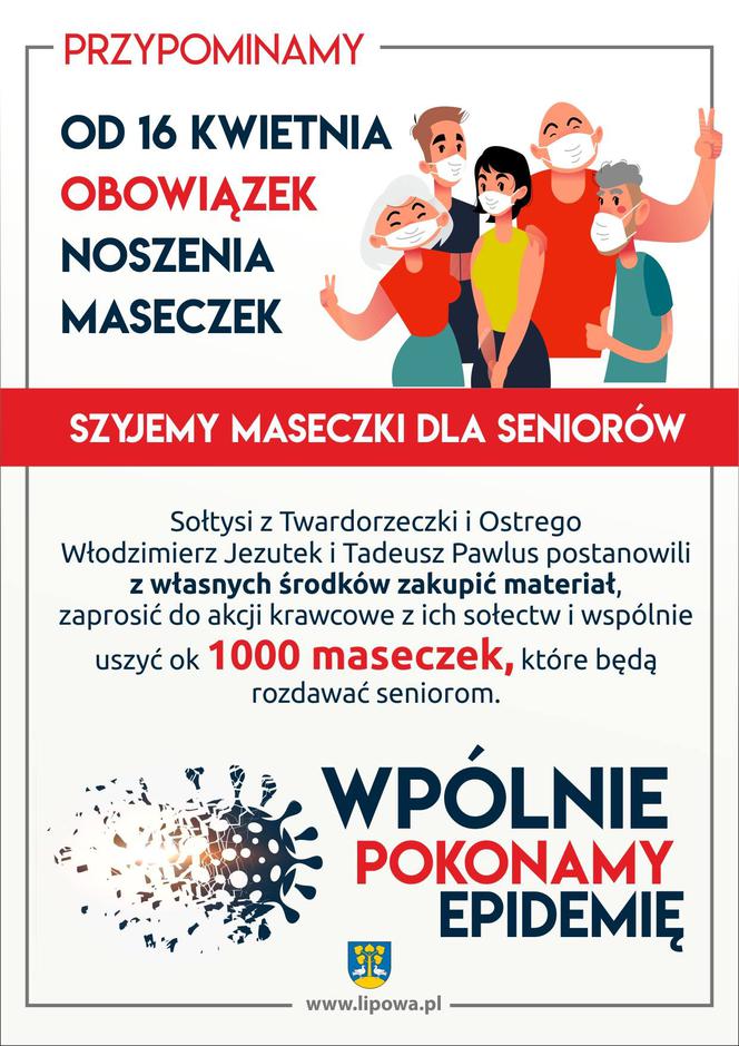 Maseczki z śliwkowej Lipowej. Akcję szycia maseczek dla seniorów z terenu  gminy  zainicjowali  sołtysi. 