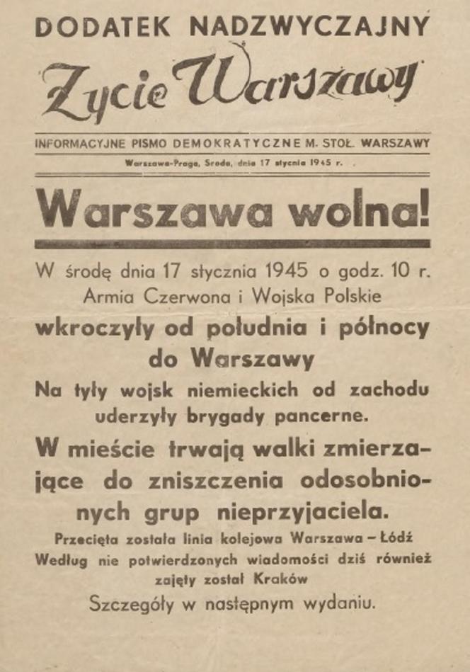 80. rocznica wyzwolenia Warszawy 17 stycznia 1945r. Czarna rozpacz i Czerwona Armia