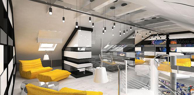 Oryginalny design wnętrz antresola