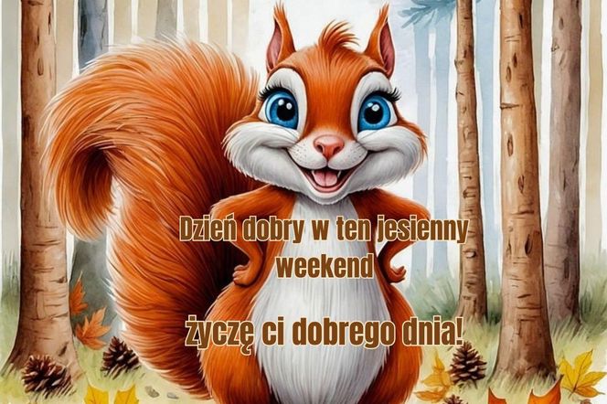 Kartki jesienne dzień dobry w weekend