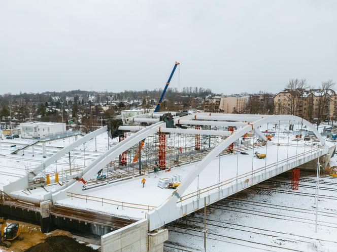 Budowa wiaduktu nad linia kolejową w Sosnowcu