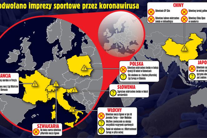 Mapa: Koronawirus paraliżuje sport