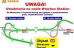 Duże utrudnienia na Autostradowej Obwodnicy Wrocławia. Zamknięty zostanie wjazd na węzeł Wrocław Stadion