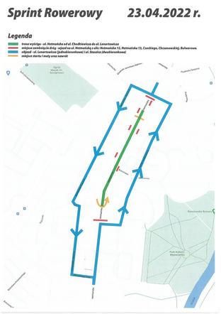 Plan trasy wyścigu rowerowego