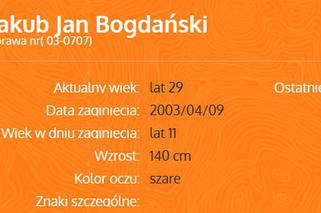 Zaginiony Jakub Jan Bogdański
