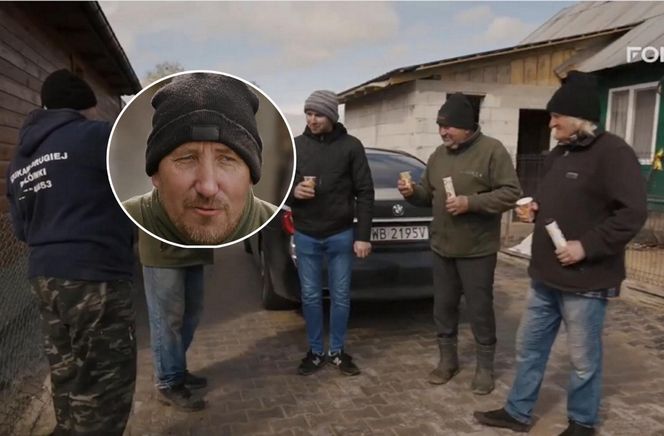 Rolnicy. Podlasie. Andrzej z Plutycz świętuje. Feta jak na otwarciu gminnej drogi. Przecięcie wstęgi, BMW i szampan