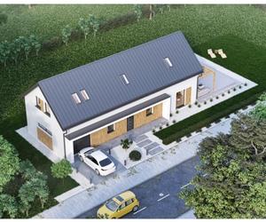 Dom mieszkalny jednorodzinny z poddaszem użytkowym zaprojektowany w technologii tradycyjnej, niskoenergetyczny, o powierzchni użytkowej 180 m²