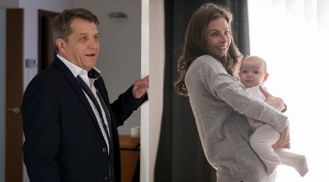 Na Wspólnej odc. 2725. Natalia (Laura Breszka), Szymek (Oliwia Glanowska), Marek (Grzegorz Gzyl)
