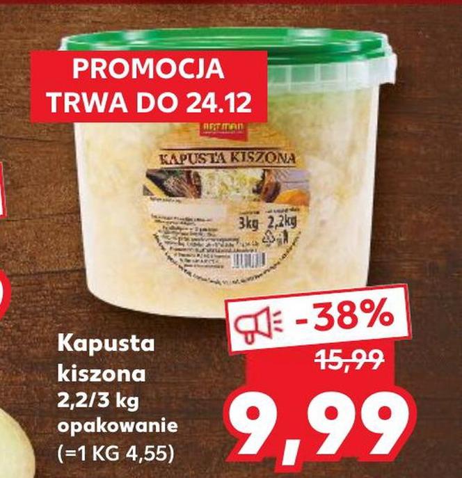 Kapusta kiszona 9,99 zł/3 kg/1 opak