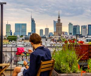 Widok z kawiarni na dachu hotelu Chopin Boutique, ul. Smolna 14 w Warszawie