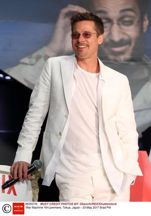 Brad Pitt na premierze filmu Machina Wojenna