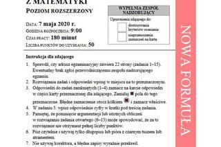 ARKUSZE CKE: Matura 2020 - matematyka ROZSZERZONA