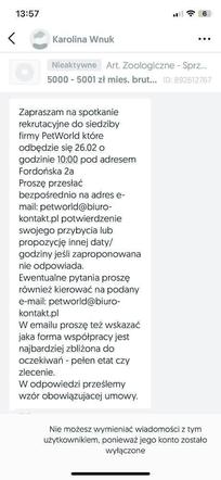 Mail z fałszywym ogłoszeniem