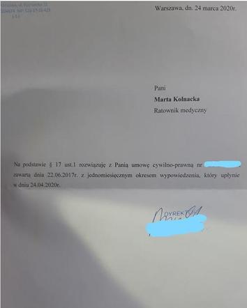 Zwolniona ratowniczka pogotowia