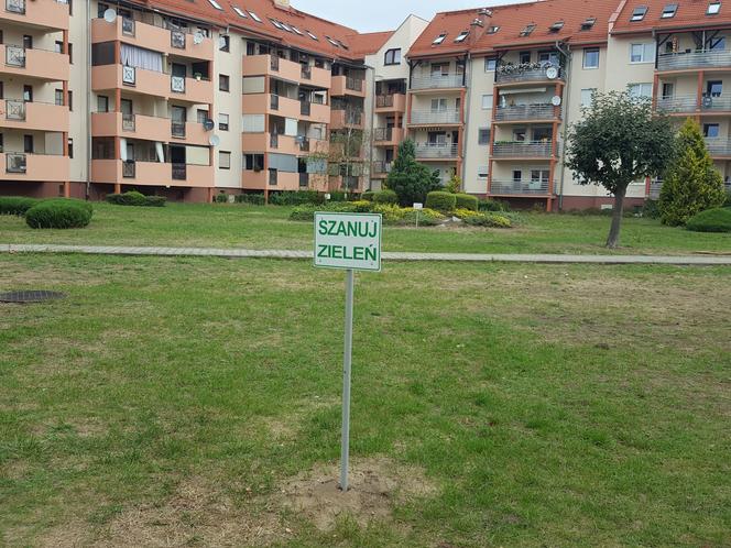 Na osiedlu Rejtana w Lesznie pojawiły się nowe tabliczki – „Zakaz gry w piłkę” 