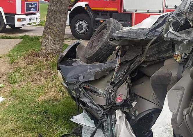 Potworne zderzenie pod Płockiem. Citroena wjechał prosto pod tira. 39-latkę i jej pasażera zabrała karetka [ZDJĘCIA]