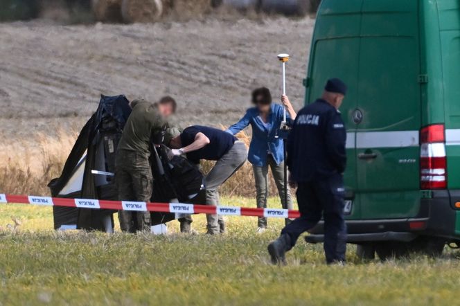 Miejsce upadku rosyjskiego drona w Wohyniu