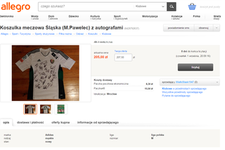 Koszulka meczowa Śląska (M.Pawelec) z autografami