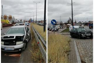 Wypadek na Towarowej w Olsztynie. Dwie osoby trafiły do szpitala po zderzeniu samochodów [FOTO]