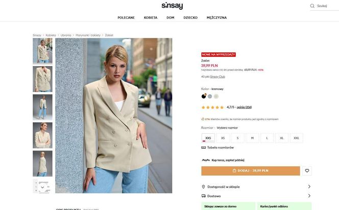 Marynarki i żakiety Sinsay