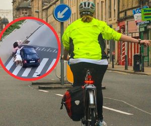 Dramatyczne sceny w Sopocie. Rowerzystka uwięziona pod samochodem. Ludzie podnosili auto