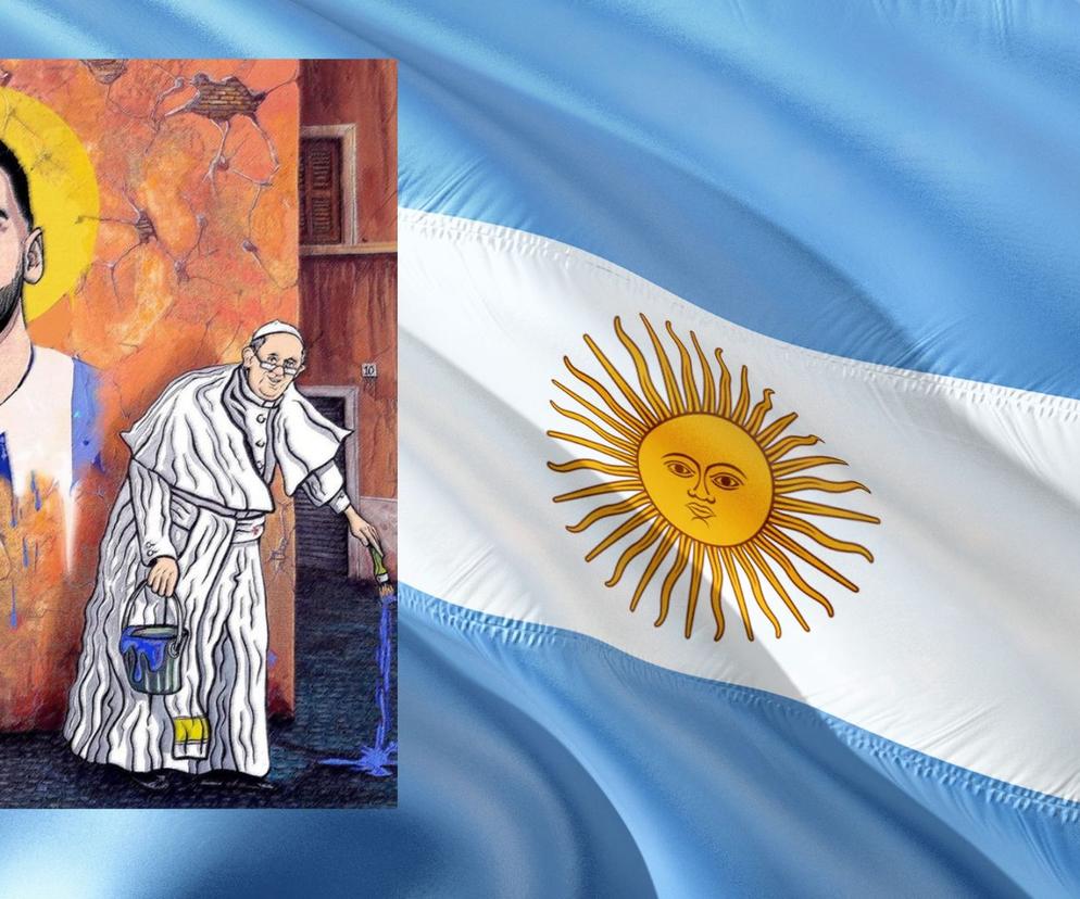 MŚ 2022: kontrowersyjny rysunek znanego artysty. Papież maluje... mural z wizerunkiem Messiego