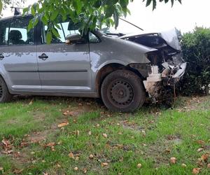 Pijany kierowca spowodował kolizję. Auto ofiary wylądowało na żywopłocie