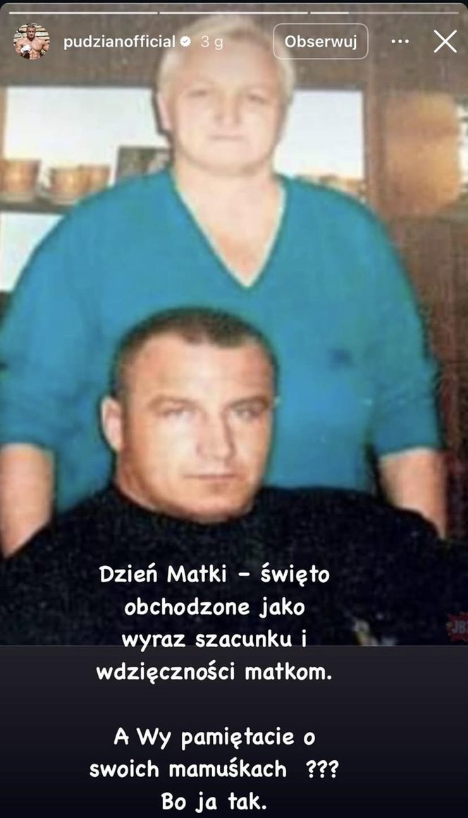 Mariusz Pudzianowski z mamą Marią