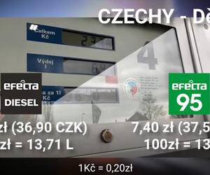 Ceny na stacji paliw Orlen w czeskim Decinie