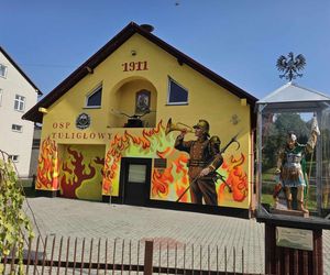 Niezwykły mural strażaków OSP w Tuligłowach