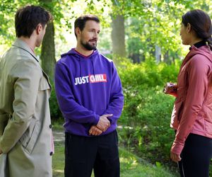 Barwy szczęścia odc. 3249. Celina (Orina Krajewska), Cezary Rawicz (Marcel Opaliński), Marcin Kodur (Oskar Stoczyński)