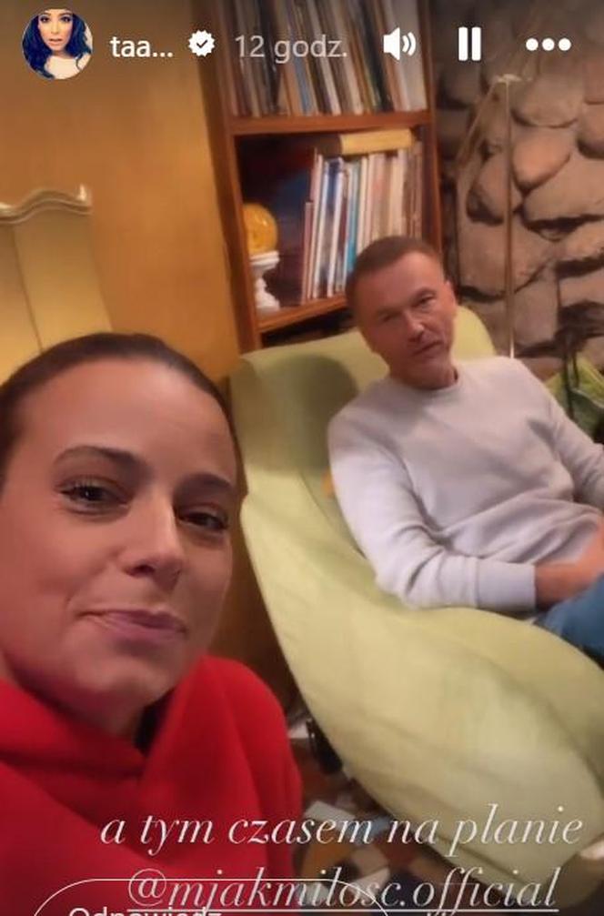 Anna Mucha (Magda), Krystian Wieczorek (Andrzej) na planie M jak miłość