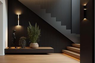 Czarne lamele w przedpokoju