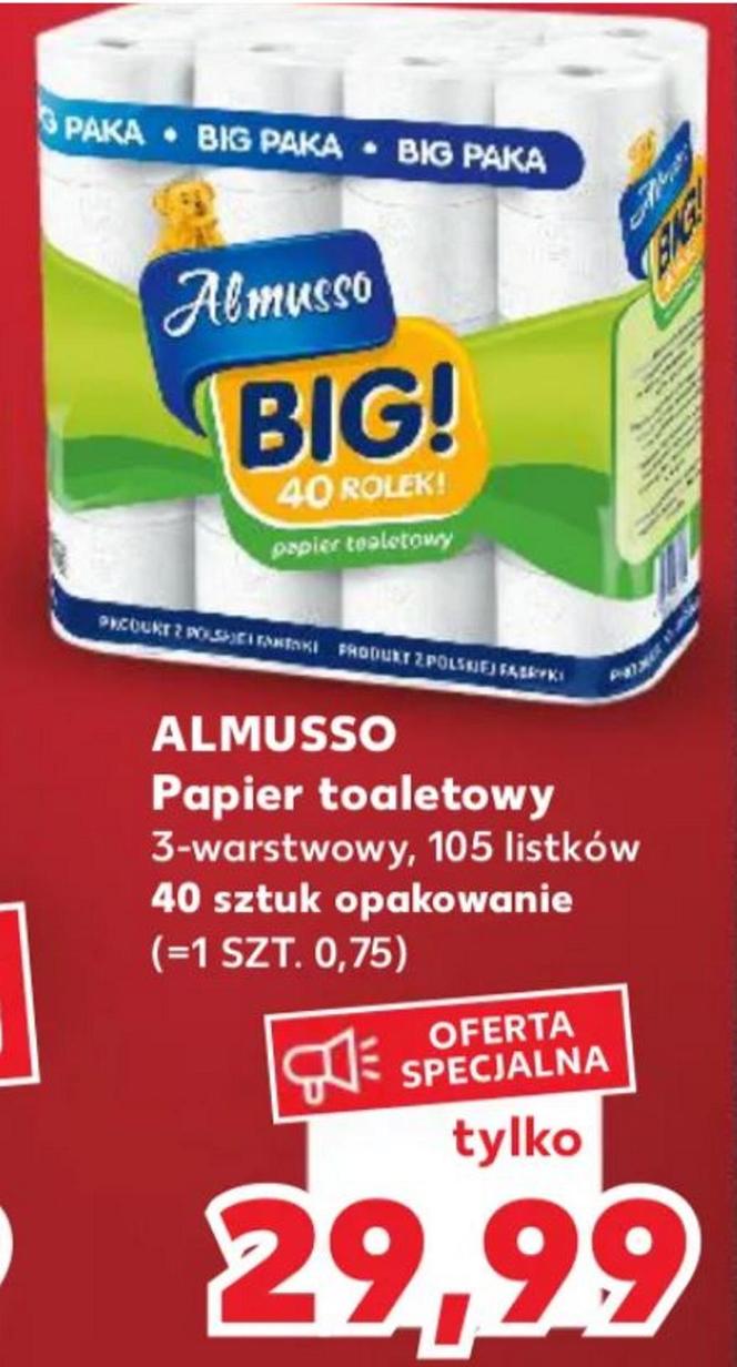 3-warstwowy papier toaletowy z Almusso 40 rolek za 29,99 zł