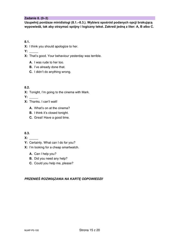 Matura próbna CKE angielski grudzień 2022