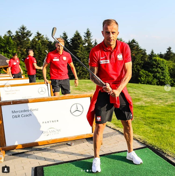 Kamil Grosicki podczas gry w golfa, Arłamów 2018